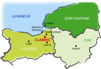 Situation du village de Clarbec en Normandie